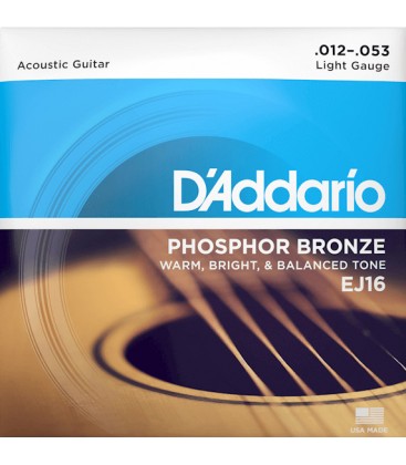 SET DE CUERDAS 12-53 PARA GUITARRA ACUSTICA D'ADDARIO EJ16